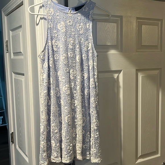 White lace with purple/lilac underneath dress - Picture 1 of 5